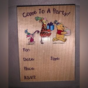 Vintage Disney Winnie The Pooh's Invitation All Night Media Large Rubber Stamp